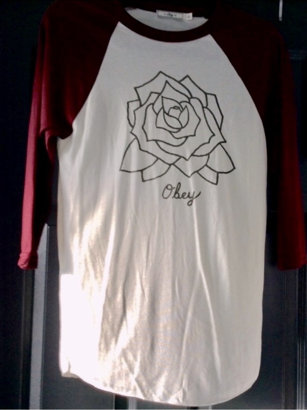 NWOT Obey Women’s Raglan Rose Tee